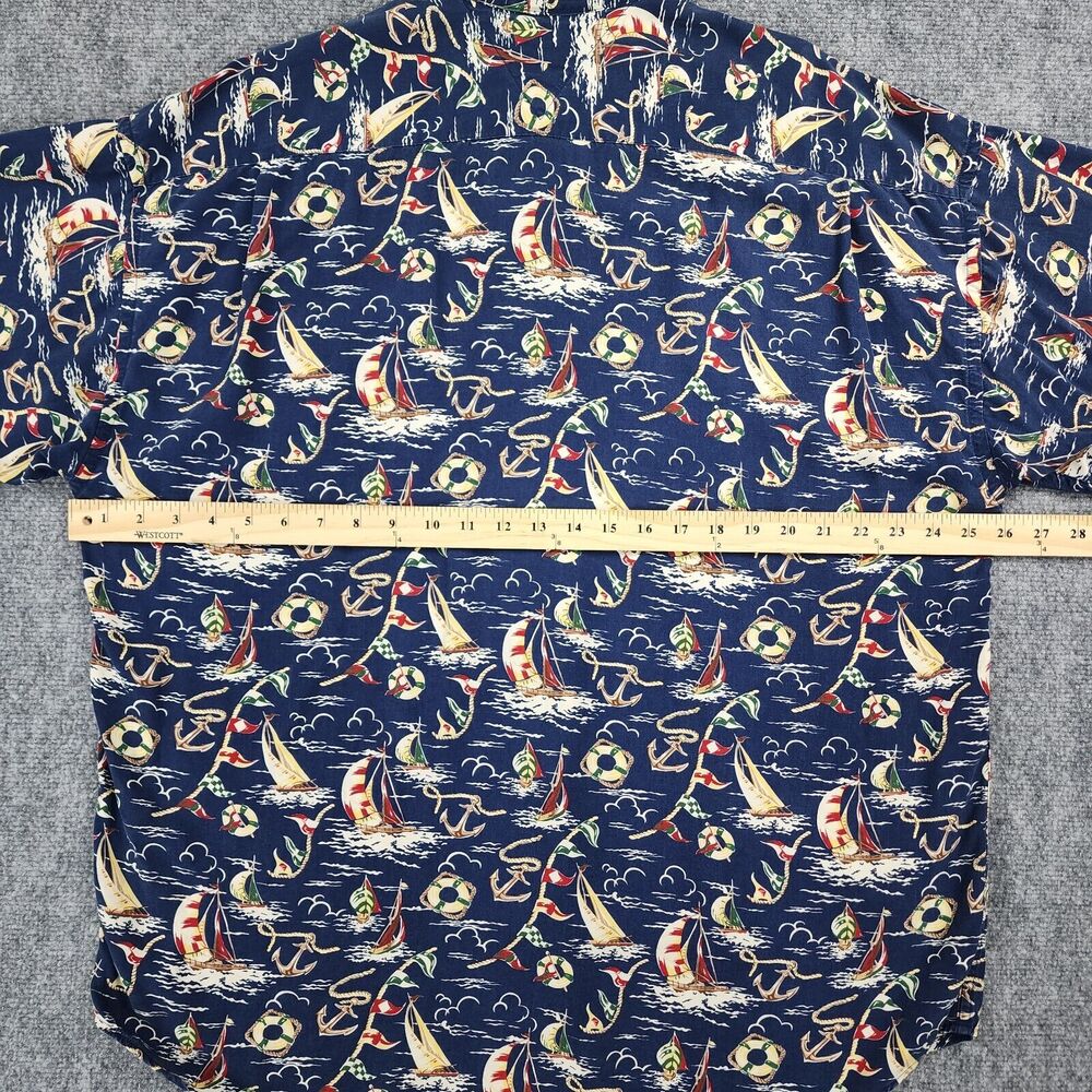 Tommy Hilfiger Shirt Mens Medium Sailing AOP Camp Loop Collar Vintage Nautical - Picture 5 of 13